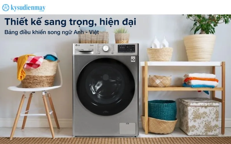 Máy giặt LG 10kg FV1410S4P thiết kế sang trọng, hiện đại